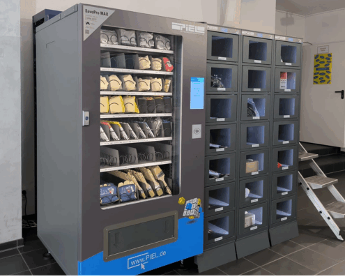 Spiral-Ausgabeautomat befüllt mit PSA und Kleinteilen